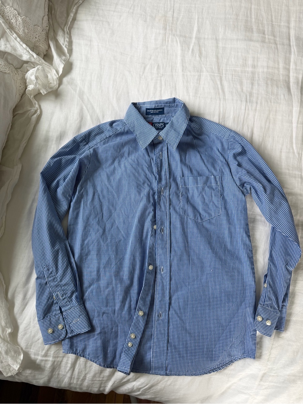 Chaps blue gingham button up